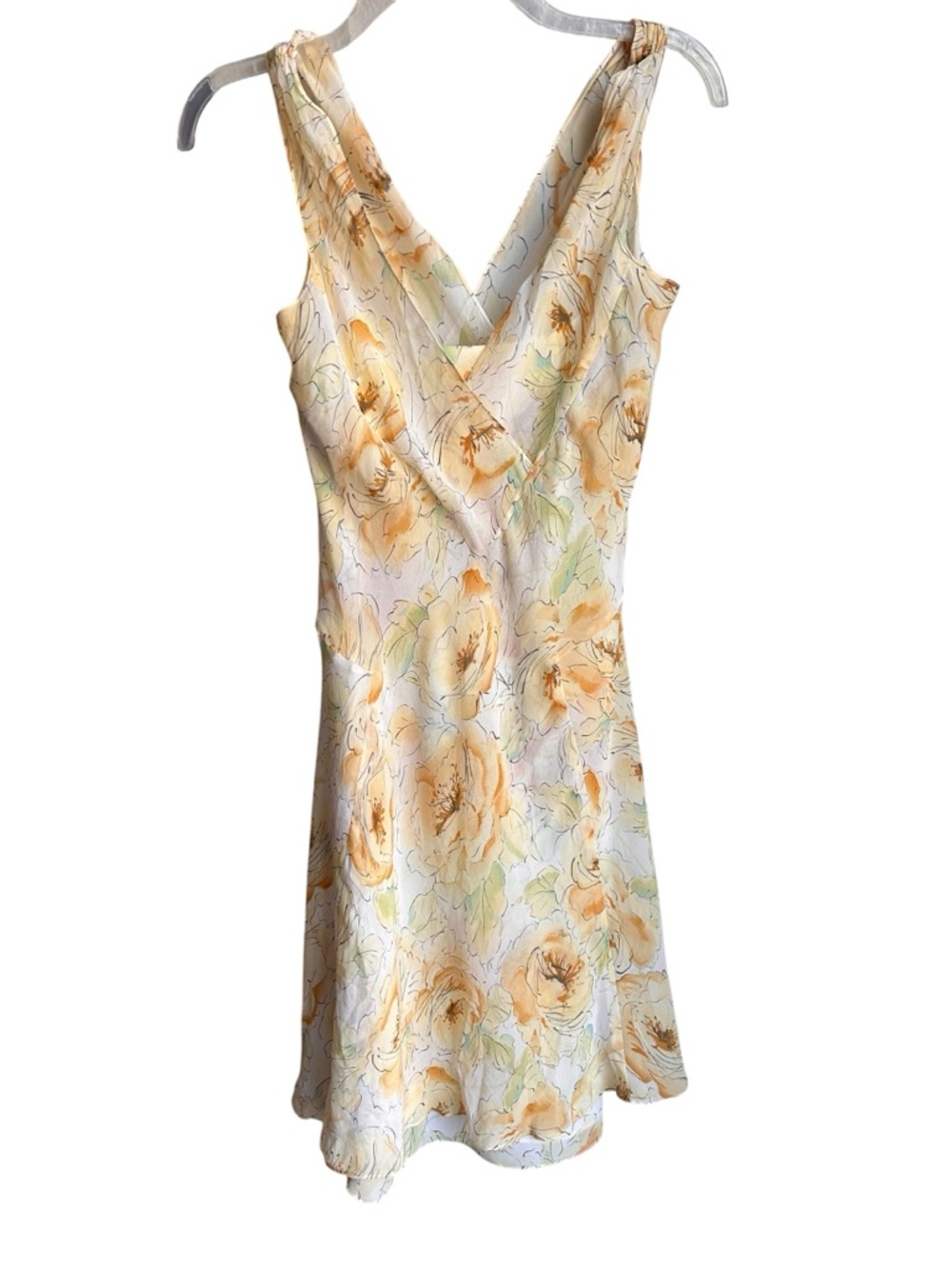 Loft Y2K yellow Silk floral two piece dress Size 4